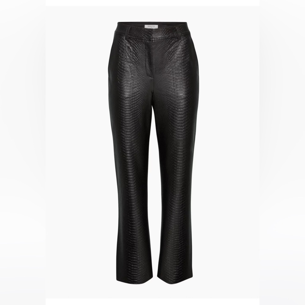 NWOT Babaton Command Black Croc-Embossed Mid-rise python Vegan Leather pants